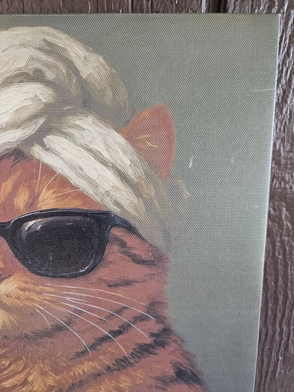 Orange Tabby Cat Canvas Wall Art – Cute Coffee Cat Sunglasses & Wet Hair Poster